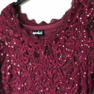 Sequin Hearts Maroon Mini Dress